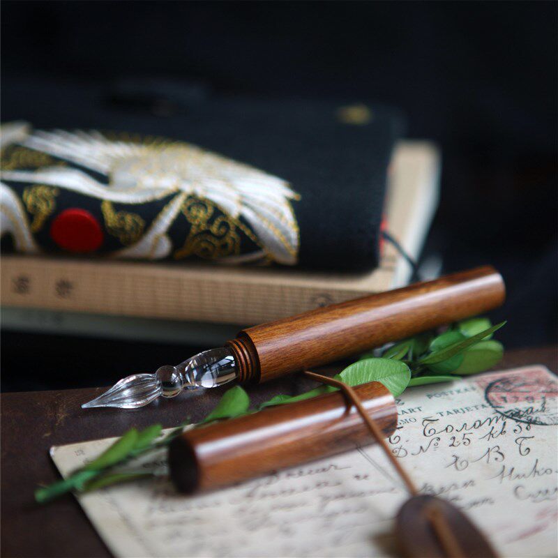 【七十二号笔家】原木试色玻璃笔彩墨钢笔蘸水笔手账匠心学生文具