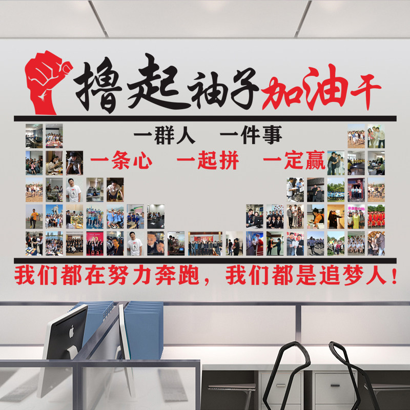 公司员工风采墙照片墙企业办公室励志墙贴相框团队文化墙背景贴纸