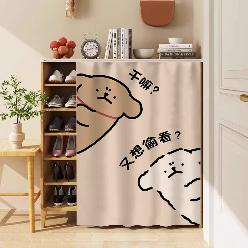 鞋柜遮挡帘免打孔安装储物柜帘子防尘工位桌子围布办公室遮挡神器图片