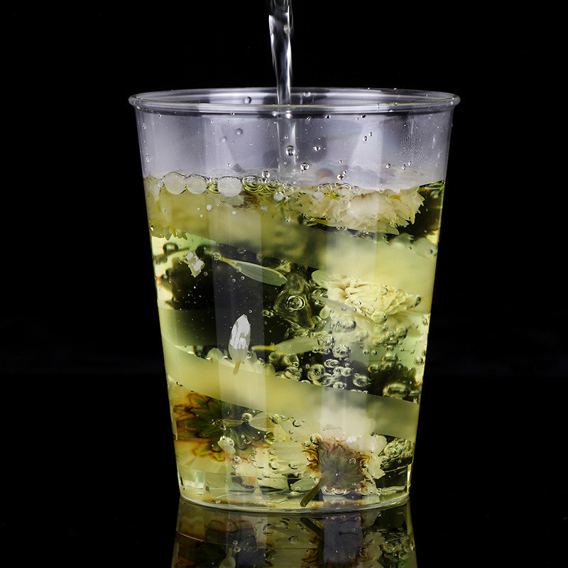 畅达一次性杯子硬质塑料酒水杯加厚200毫升螺旋磨砂航空水晶杯