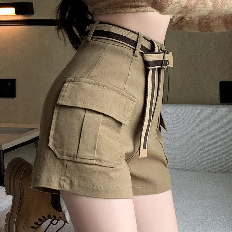 牛仔短裤女春季2024新款高腰a字工装阔腿裤宽松休闲外穿打底靴裤