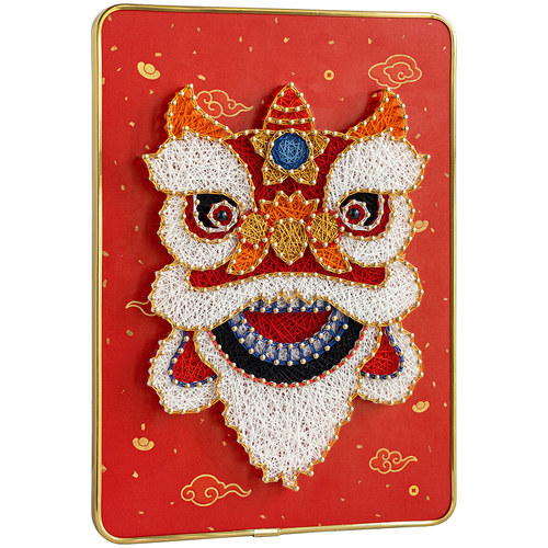 醒狮国潮中国风弦丝画diy绕线画制作材料解闷手工钉子画手作礼物