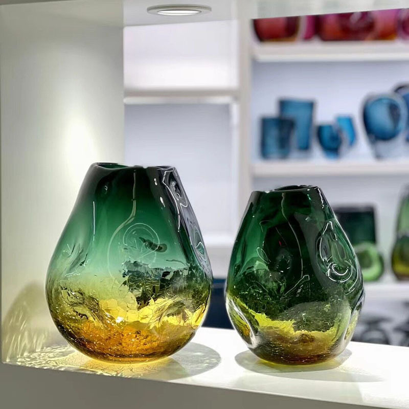 冰裂琉璃玻璃花瓶摆件客厅餐桌茶几玄关电视柜水培插花花器装饰品