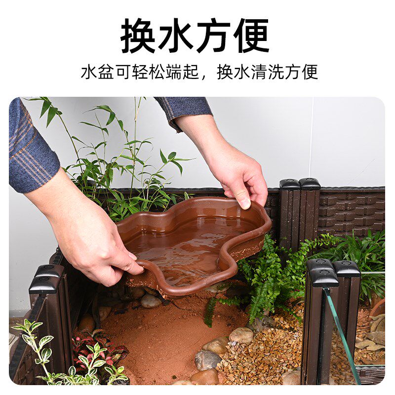 黄缘龟专用饲养箱半水龟生态造景绿植物缸套餐带轮子可移动超大缸图片