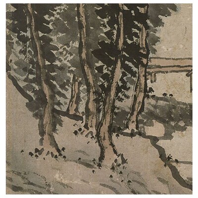 明代 沈周 溪桥过客图 微喷打印传统山水画原大临摹画稿底稿画心