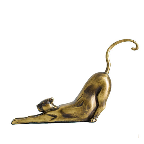 纯铜豹子摆件金属工艺品 创意家居办公室书桌装饰动物小摆设 金豹