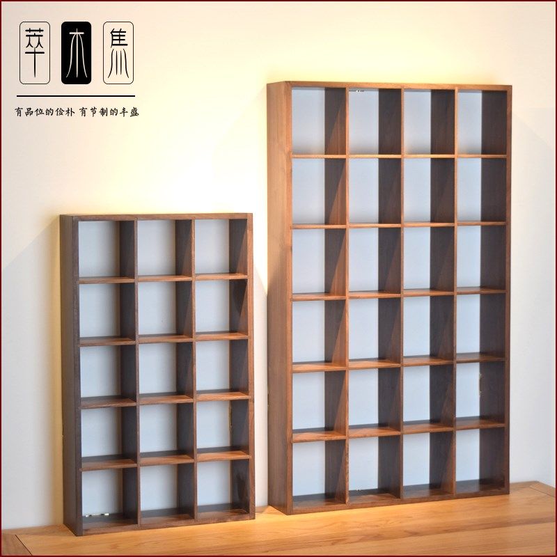 北美黑胡桃多格墙壁挂格桌面多格茶壶架展厅置物架收纳格简约分隔