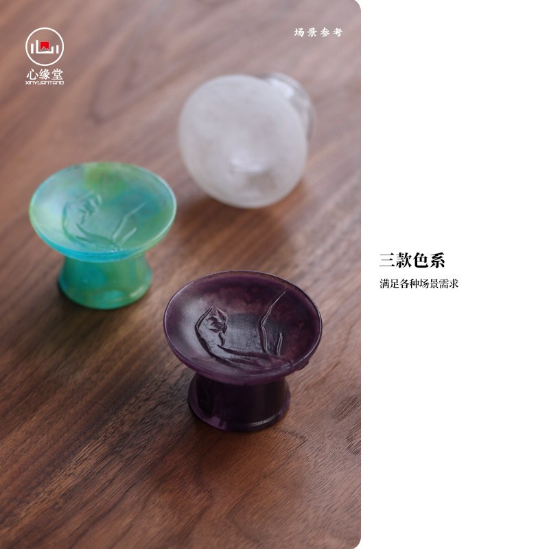 心缘堂高足幽兰盖置托架小茶宠摆件功夫茶具配件