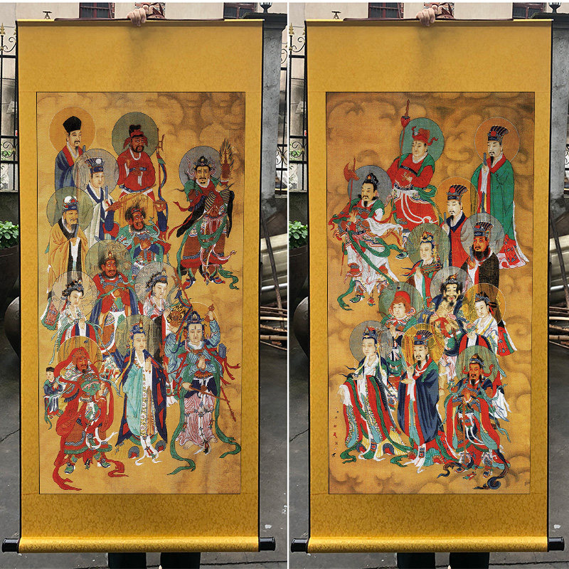 佛菩萨二十四诸天左右护发神像挂画道场案子装饰卷轴画24诸天画像