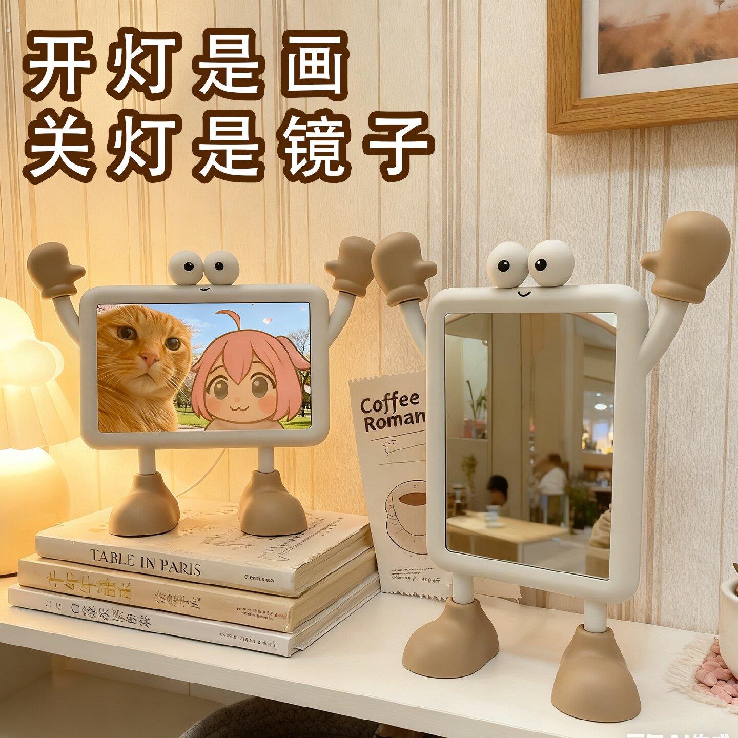 镜面灯光画照片来图定镜子画制发光小夜灯生日礼物送女生闺蜜摆件
