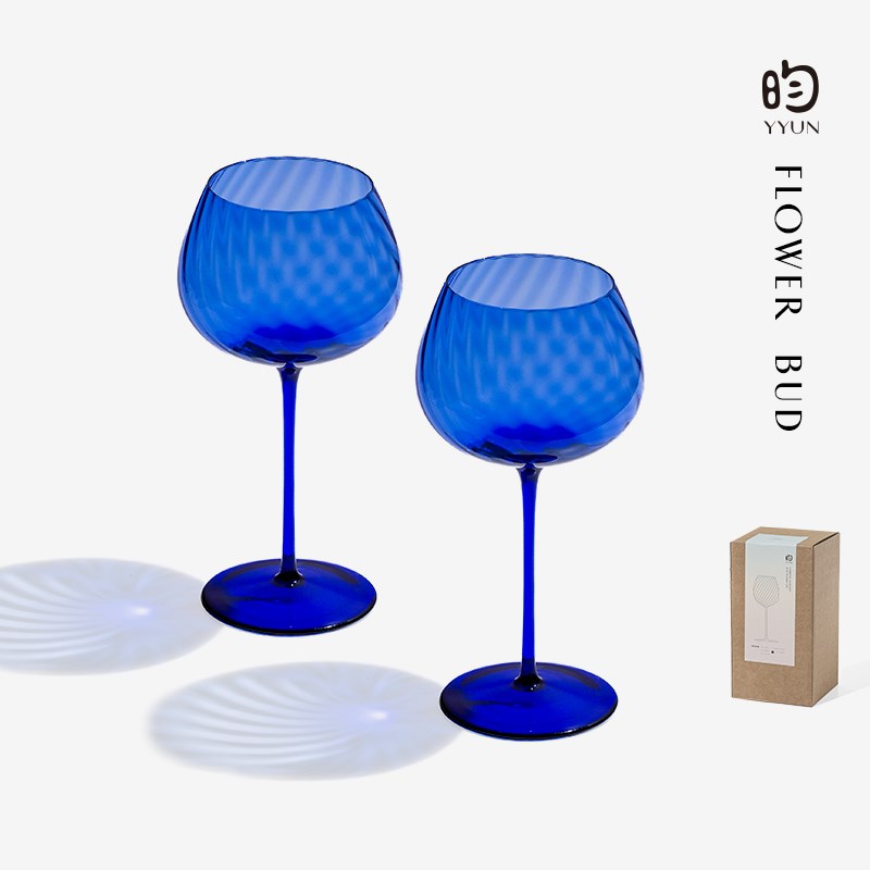 昀/YYUN 水晶玻璃红酒杯勃艮第高脚杯复古蓝手工杯白葡萄酒杯礼盒