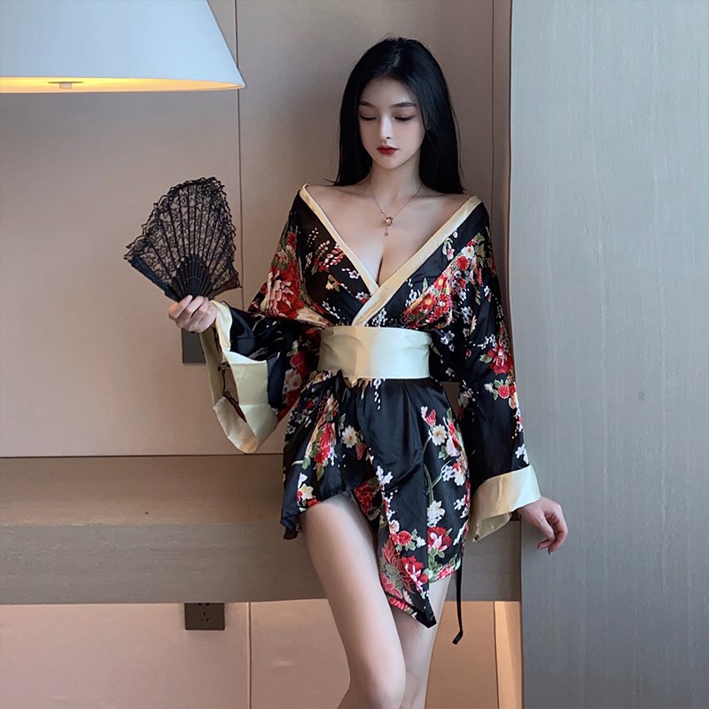 网红主播少女日式开衫和服睡衣女系带改良收腰性感连衣裙