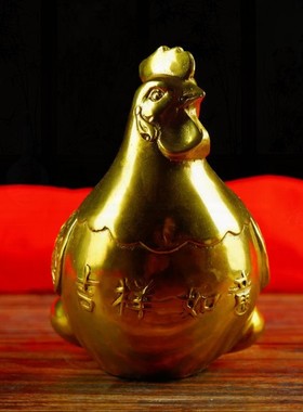 纯铜金钱母鸡摆件下蛋鸡招财工艺品家居客厅玄关摆设开业乔迁礼品