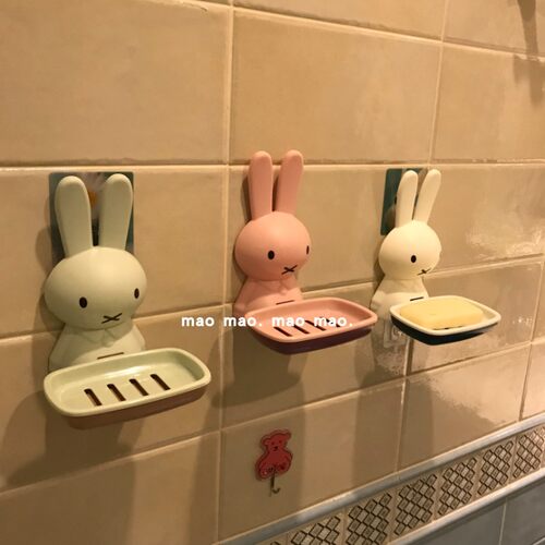 创意可爱小兔沥水肥皂盒浴室免打孔挂壁式肥皂收纳架家用香皂盒子