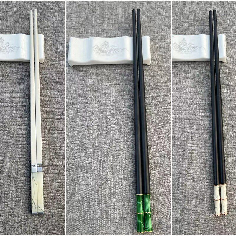 仿玉石仿贝壳合金筷子高档餐厅不发霉防滑酒店接待摆台公筷
