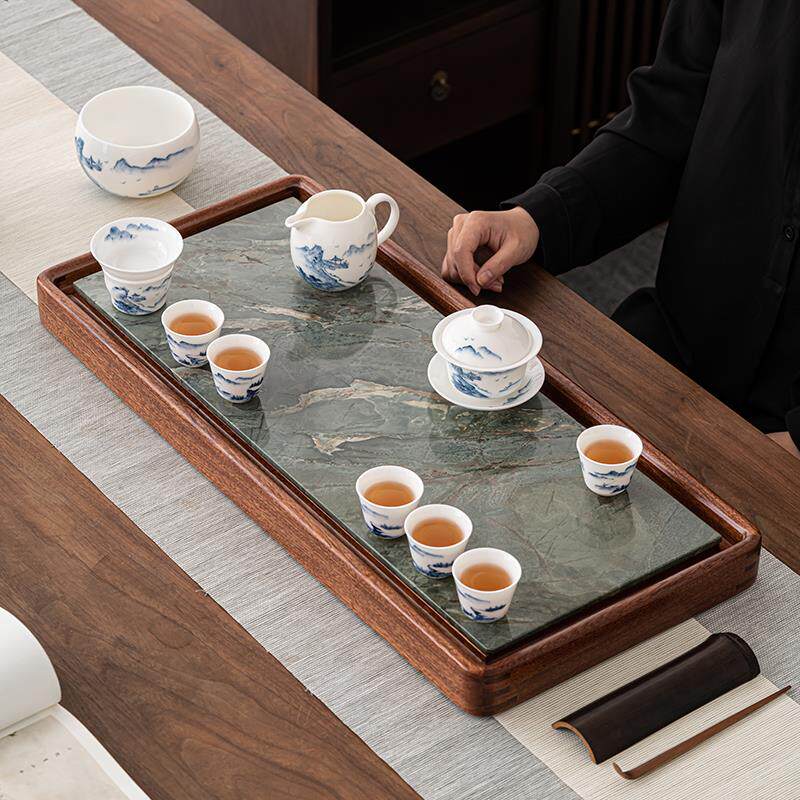 苏氏陶瓷 九龙壁花梨木茶盘可干泡可排水功夫泡茶台茶托66*30cm