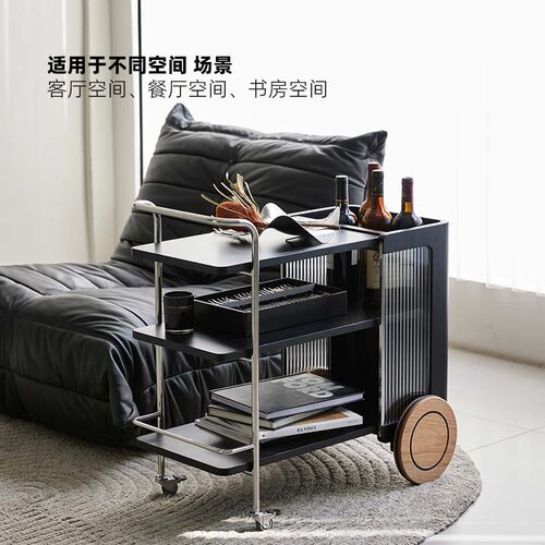 轻奢实木小推车置物迷你茶水吧台客厅北欧沙发边柜可移动收纳边几