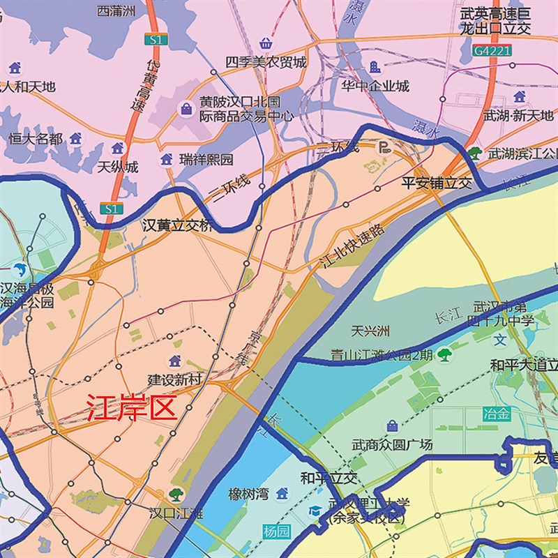 2025新款武汉市地图客厅办公室挂图高清防水墙壁装饰实物推荐定制