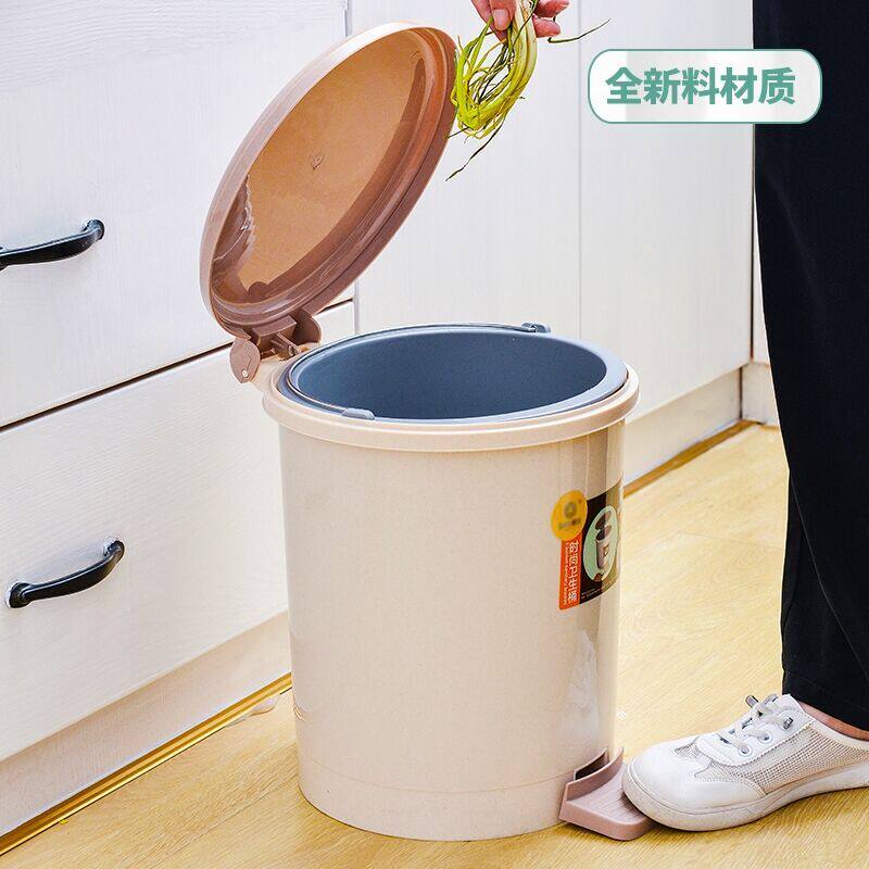 脚踩圆筒形垃圾桶家用带盖客厅卫生间厕所卧室带盖脚踏圆桶形大号