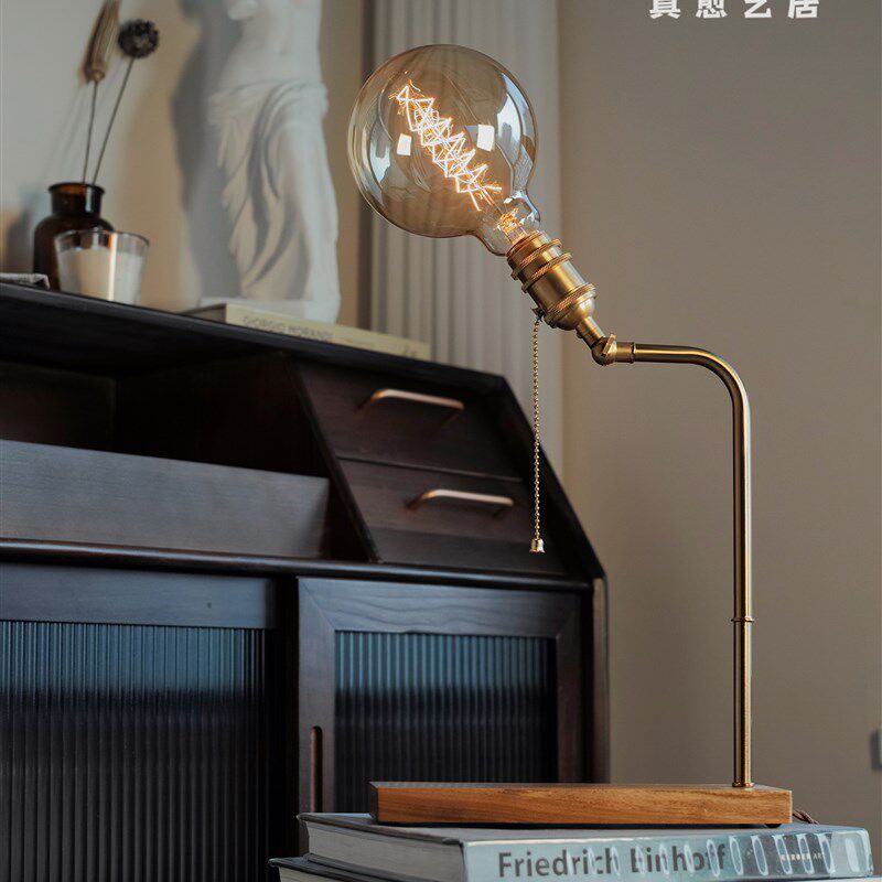 ZYU真愈 vintage复古风美式黄铜中古灯 文艺礼物书桌卧室床头台灯