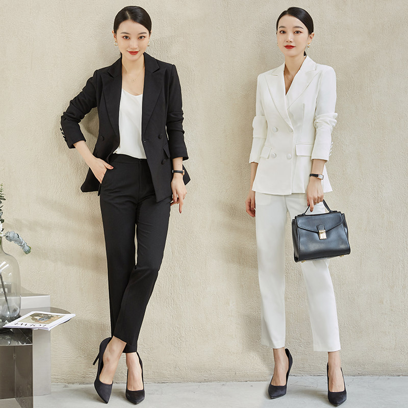 美容院前台工作服白色爱尚臣西装女套装医美咨询师顾问秋冬职业装