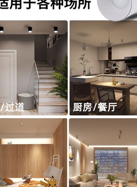 黑色深防眩光led明装筒灯7W12W免开孔天花灯客厅卧室吸顶柔光散光