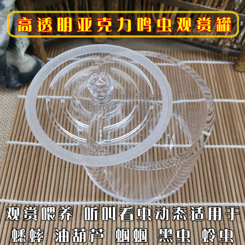 新款 蟋蟀蛐蛐 蝈蝈 油葫芦 竹蛉鸣虫用品用具亚克力观赏透明叫罐