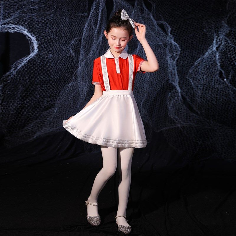 六一儿童合唱服男女演出服幼儿园中小学生诗词朗诵服夏少儿背带裤