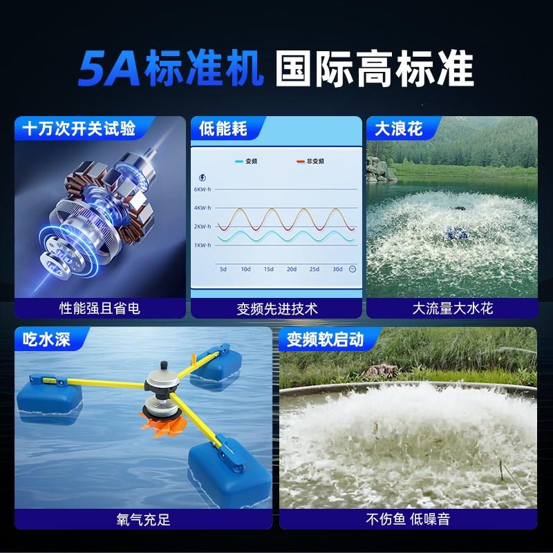 水中皇永磁变频鱼塘小金刚增氧机叶轮式专用节能大功率增氧泵池塘
