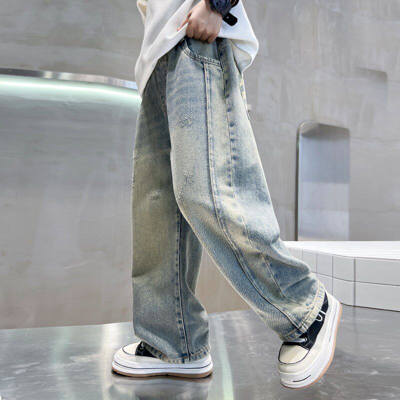 男童裤子春夏款儿童牛仔裤2024新款大童宽松休闲裤男孩薄款春夏装