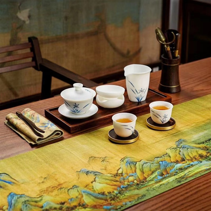 桌旗中式禅意茶艺桌布防水茶席布垫茶具配件茶台茶巾布艺长条茶旗