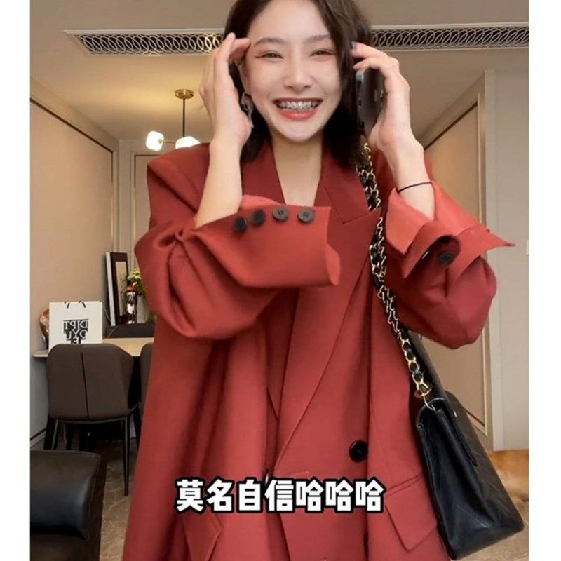 春装新款大码女装高级感休闲宽松西装套装女胖mm西服阔腿裤两件套