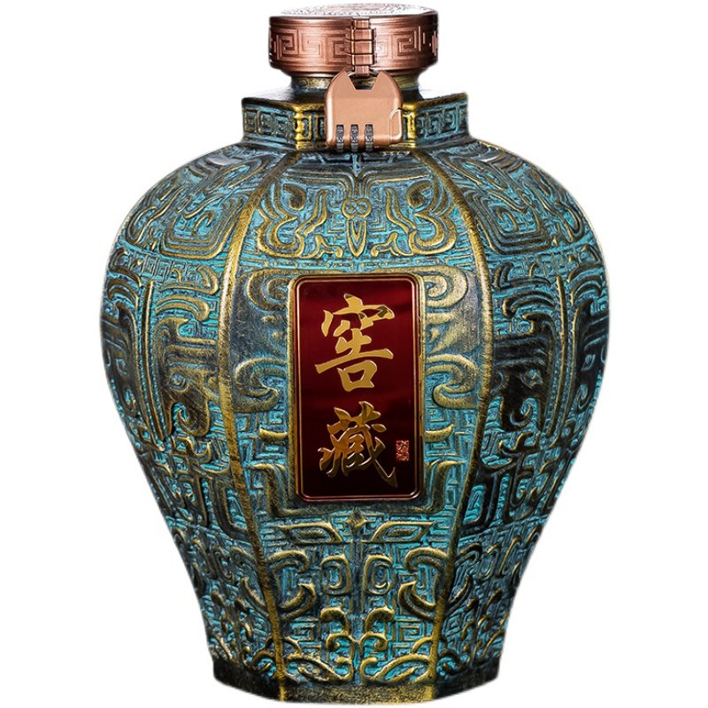 10斤装手工雕刻 古铜陶瓷酒坛土陶家用酒缸酒罐壶密封酒瓶子空瓶