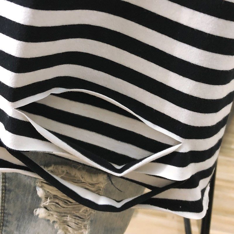 内搭无袖背心女吊带宽松大版中长款黑白条纹t叠穿屁帘卫衣打底衫