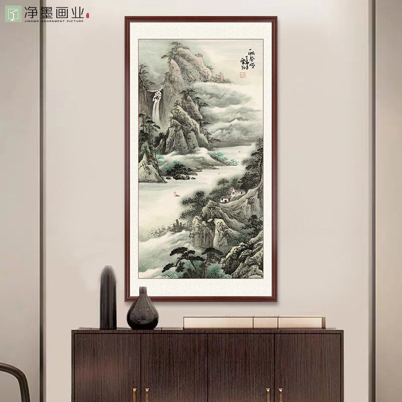 中式禅意装饰画玄关入户书房办公室背景墙走廊山水画水墨壁画挂画