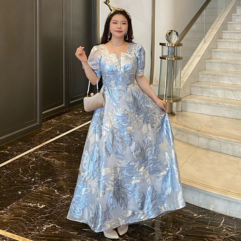 伴娘裙礼服大码长款2025夏季胖mm 200斤显瘦姐妹团宴会主持晚礼服