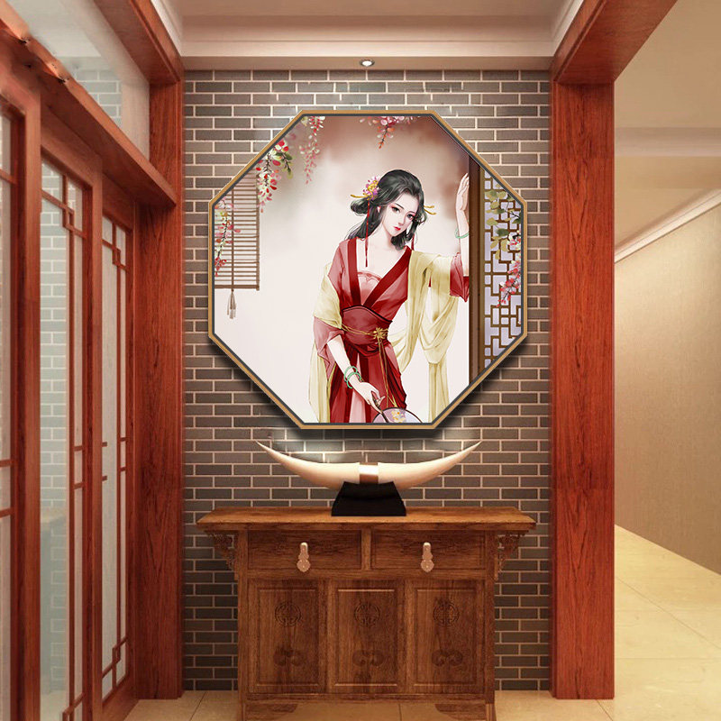 美容院装饰画中国风美女人物壁画包间墙面挂画中式古风养生馆墙画