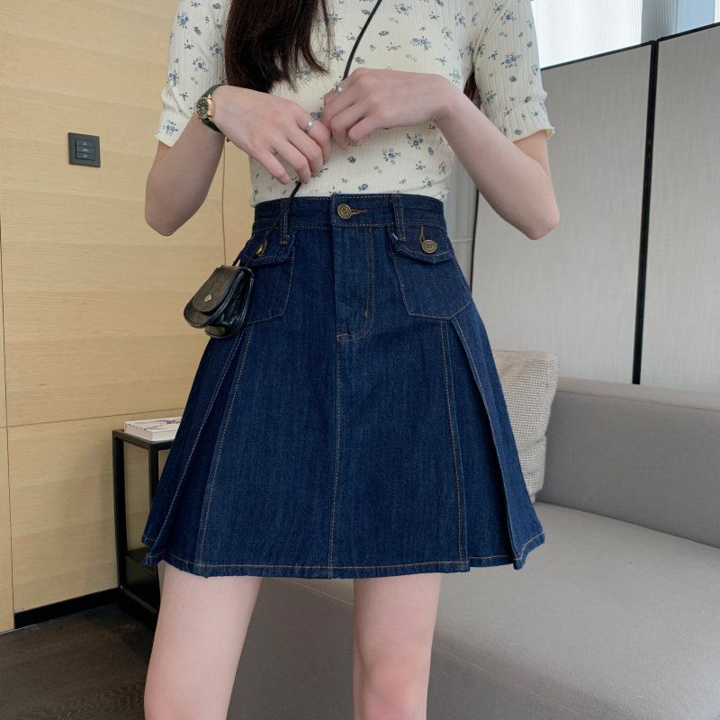 胖妹妹牛仔裙高腰a字半身裙女大码新款夏季裙子显瘦学生包臀短裙