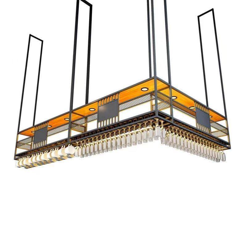 酒吧吧台柜酒架铁艺倒挂吊架悬挂式高脚杯架餐厅展示葡萄酒收纳架