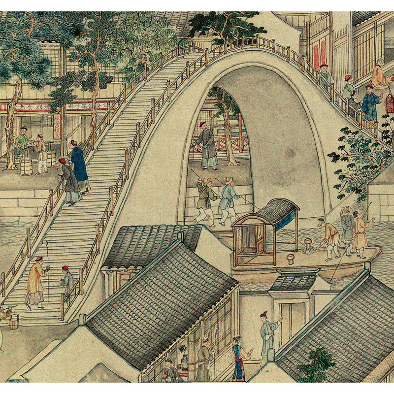 清代 徐扬 姑苏繁华图高清微喷绢布临摹画稿底稿装饰卷轴宣纸画心