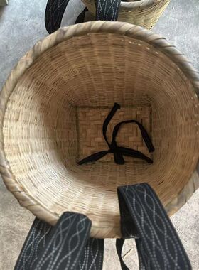 布背带四川竹编背篓竹背篓手工竹编家用背篼买菜竹筐成人背筐摘果