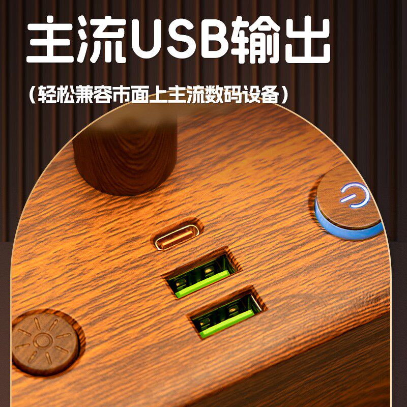 台灯插座一体式LED螺口E27灯泡可拆卸家用卧室床头灯多功能小夜灯