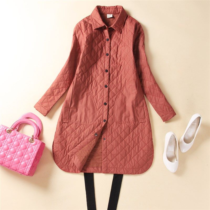 秋冬保暖加棉衬衫女长袖中长款新款休闲纯棉衬衣夹棉加厚格子外套