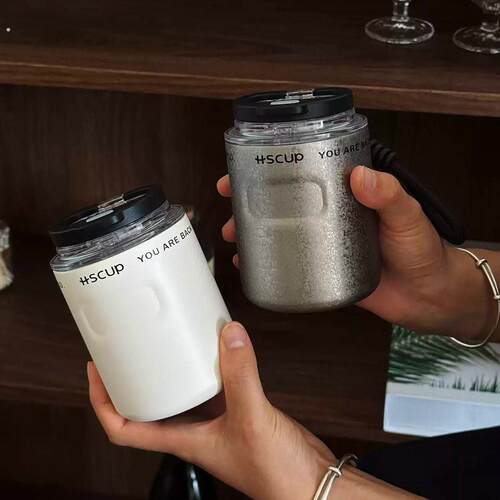 新款简约咖啡杯可携式小巧一杯双饮水杯迷你小众高级不锈钢真空杯