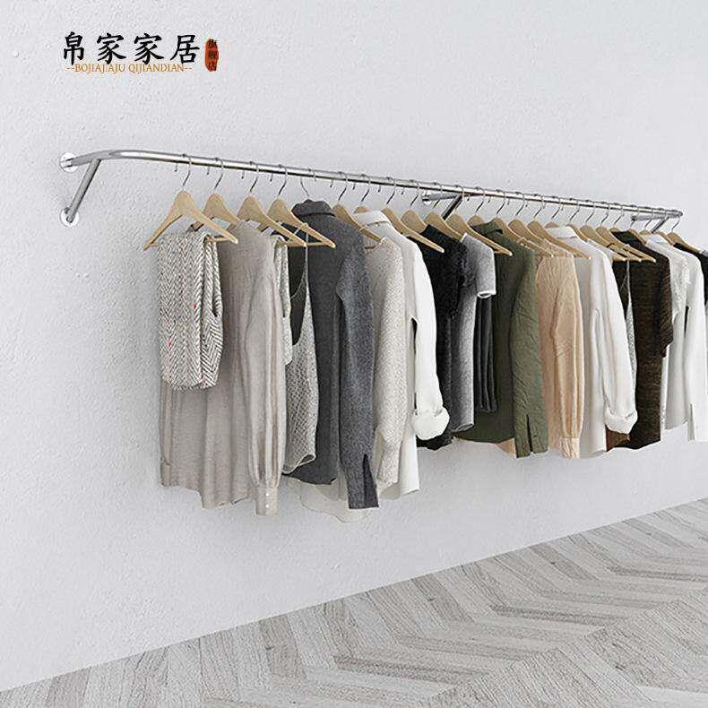 服装店上墙展示架侧挂衣服陈列架童装壁挂式货架女装店墙上挂衣架