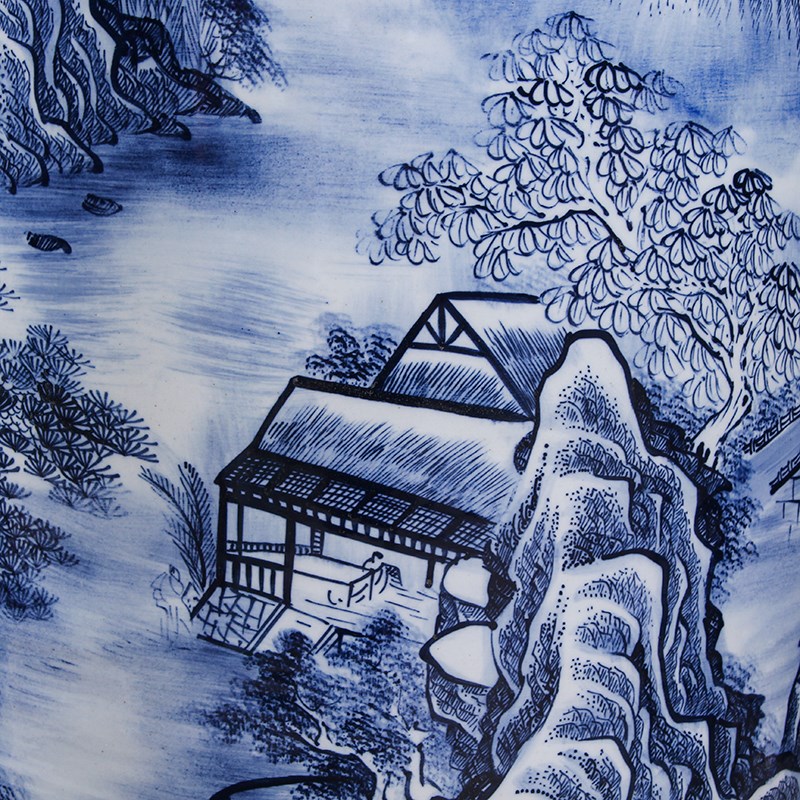 景德镇青花陶瓷手绘落地大花瓶源远流长家居客厅时尚酒店装饰摆件