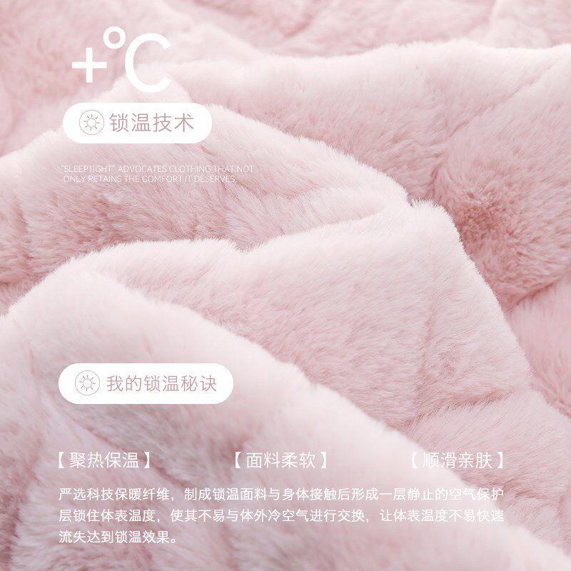 思莉太太睡衣冬季女珊瑚绒加厚加绒三层夹棉冬天超厚甜美可爱棉服