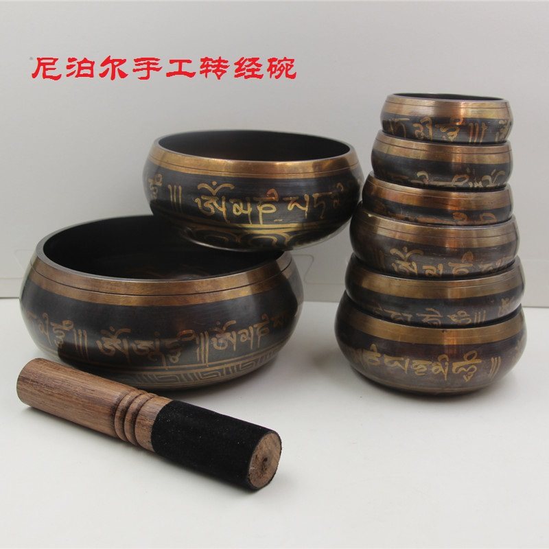 尼泊尔纯铜手工静心钵佛音碗颂钵转经碗法器瑜伽钵修行钵摆件家居