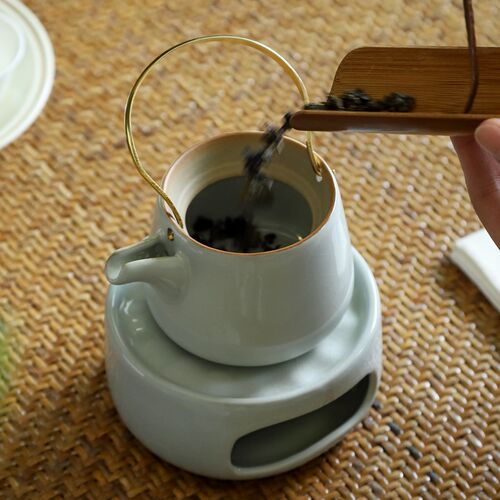陶瓷围炉煮茶提梁壶家用防烫茶壶中式单壶蜡烛加热底座温泡茶炉套