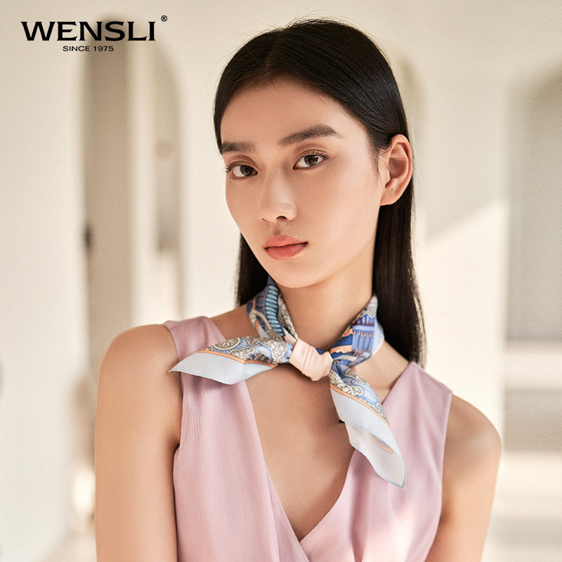万事利真丝丝巾女百搭小丝巾桑蚕丝领巾搭配衬衫礼物小方巾木兰辞